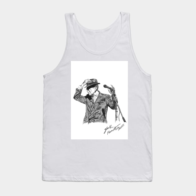 Leonard Cohen Original Hand Drawn Ink Print Tank Top by HamiltonArt